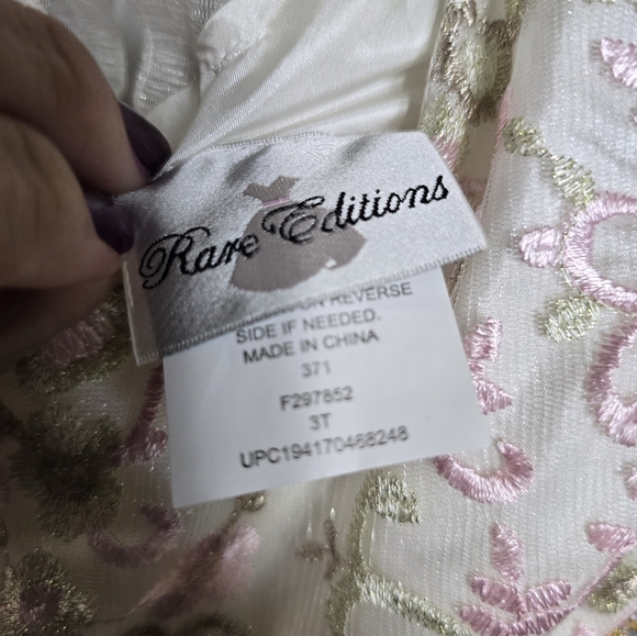 RARE EDITIONS White Floral Dress 3T Embroidered Spring Summer Easter Party - Picture 6 of 11